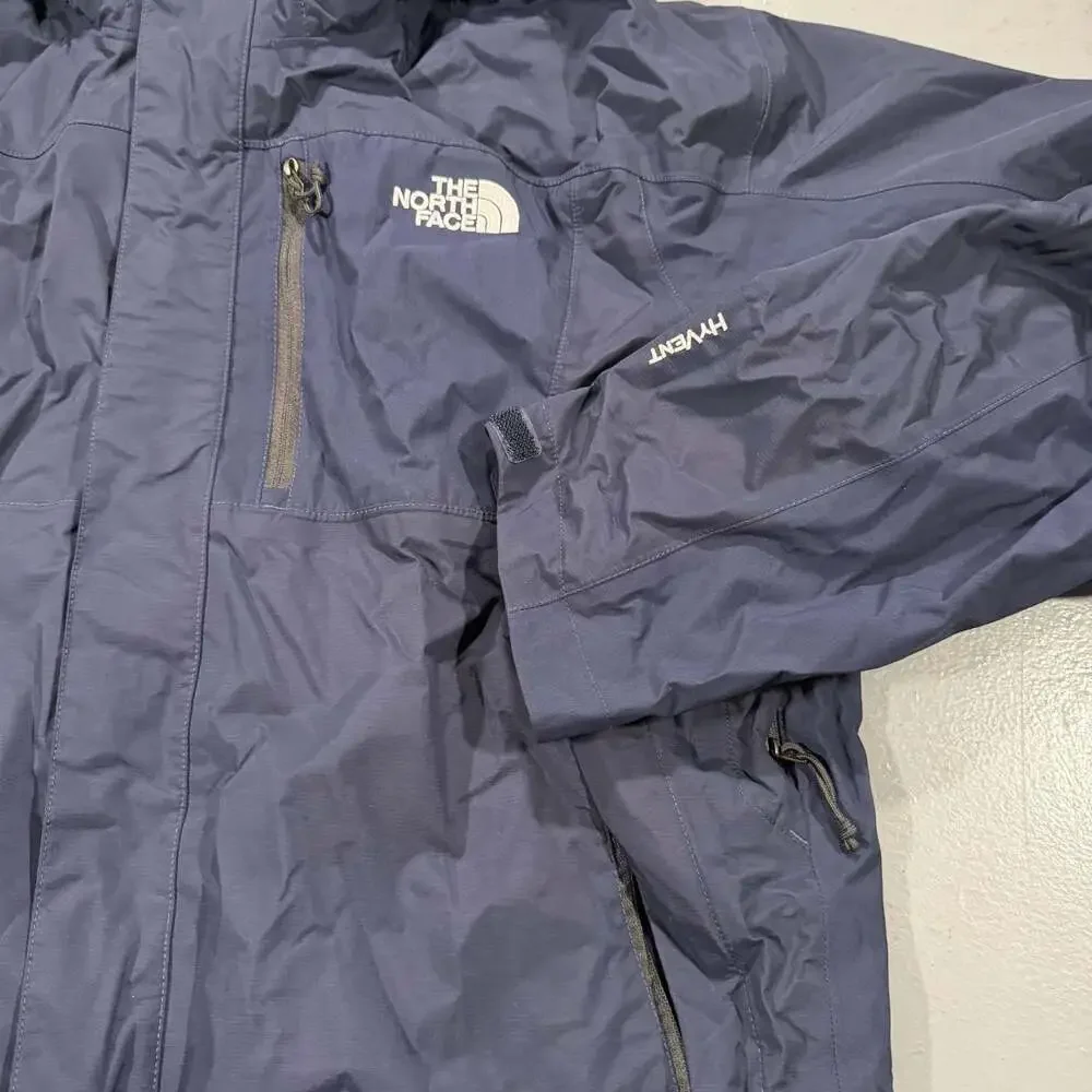 The North Face HyVent Men's Navy Blue Zip Hooded Waterproof Jacket Mens Large
